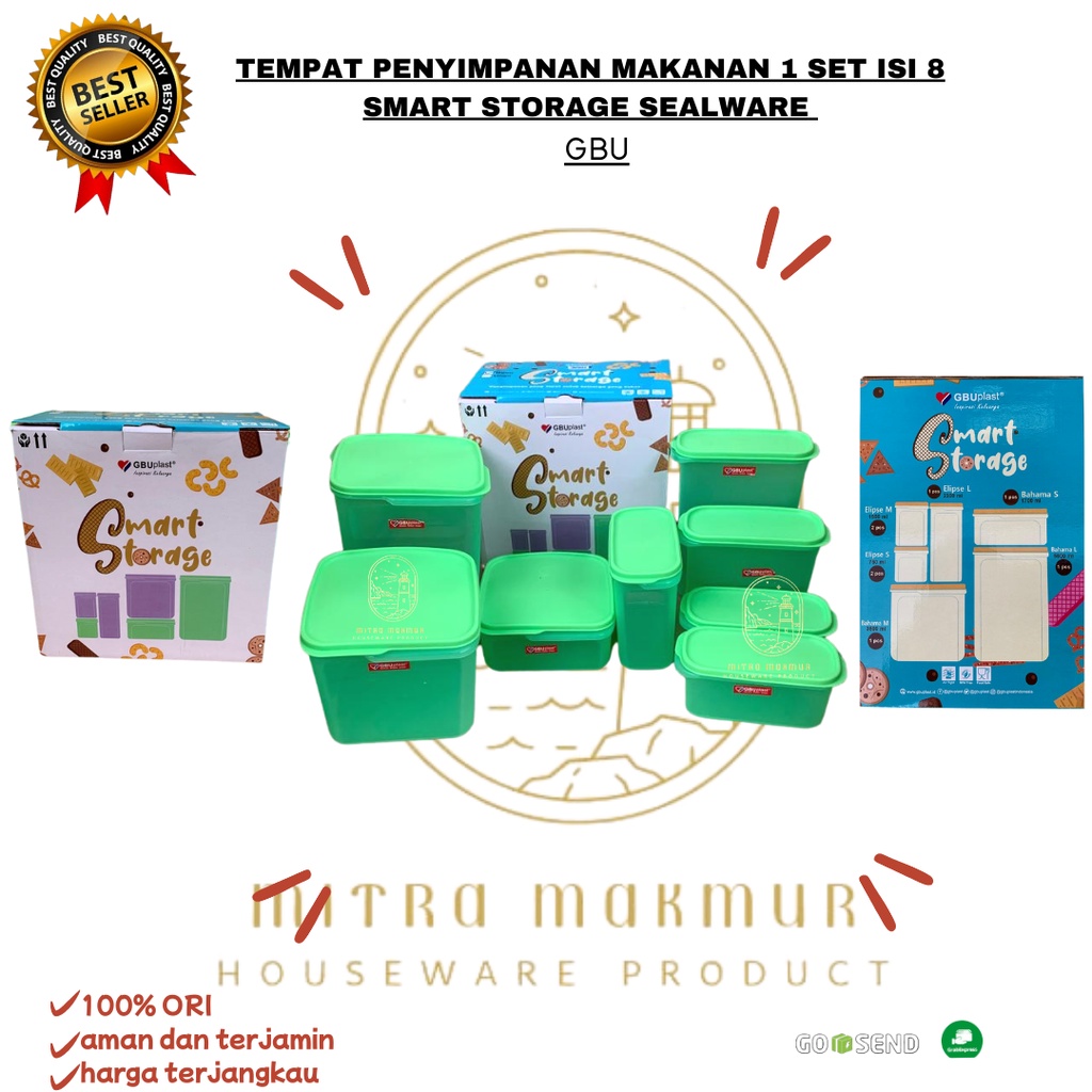 Toples Kue Kering Wadah Makanan Serbaguna isi 8pcs Smart Storage GBU