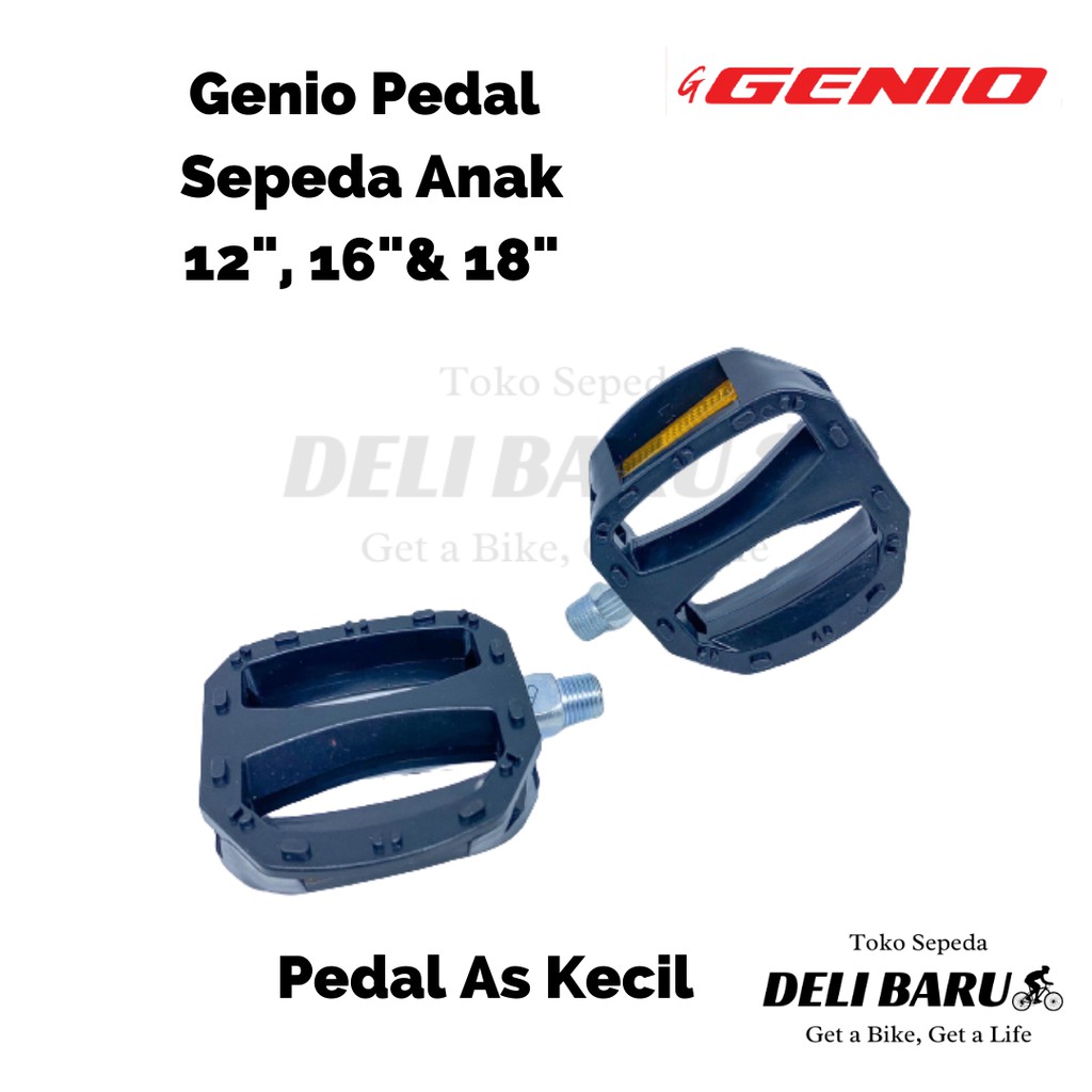 Pedal sepeda anak 12 16 18 as kecil hitam Genio