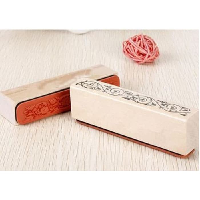 Wooden Rubber Stamp - Flower Lace Pattern 14cm