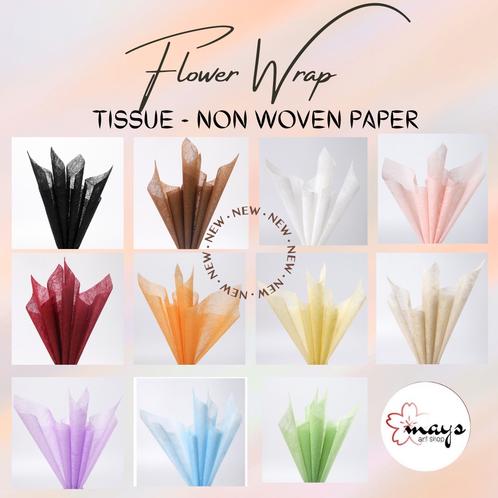 

[3 Lembar] Kertas Flower Wrapping - Flower Wrap Paper Non Woven Tissue Serat Bungkus Bucket Buket Bunga Set Isi 3 Tissu / Tisu / Tisue Bouquet Korea Style 58 x 58 cm Murah