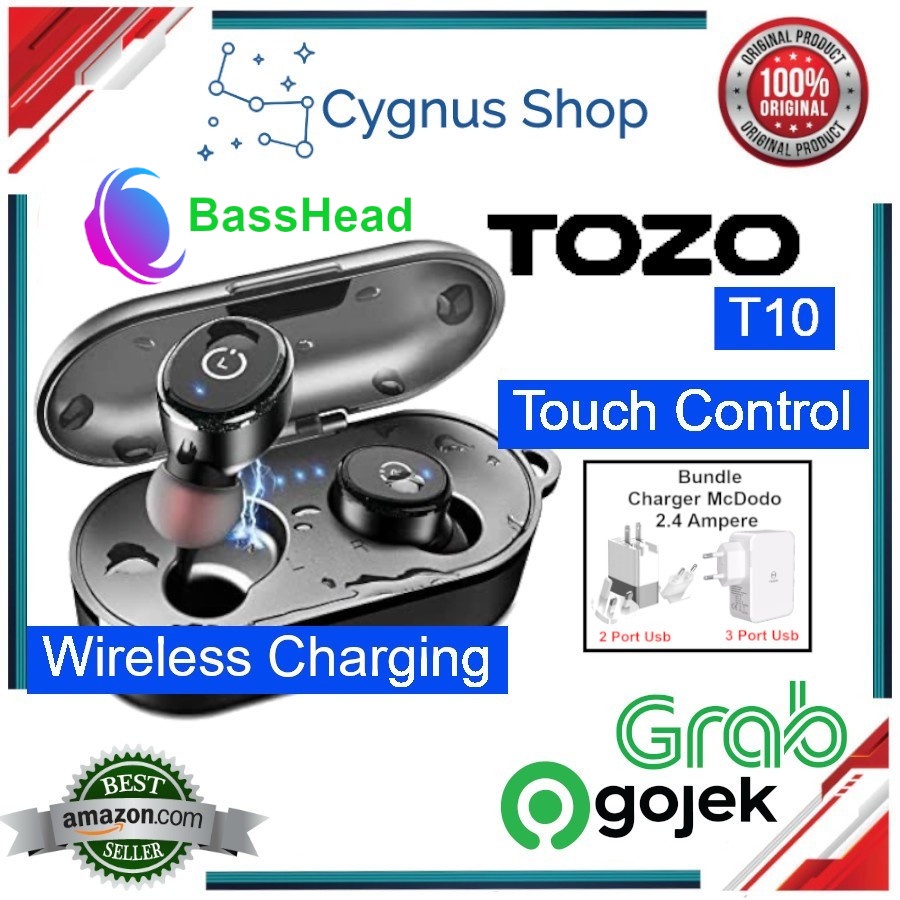 Tozo T10 TWS Stereo Headset Wireless Earbuds Wireless Charging IPX8