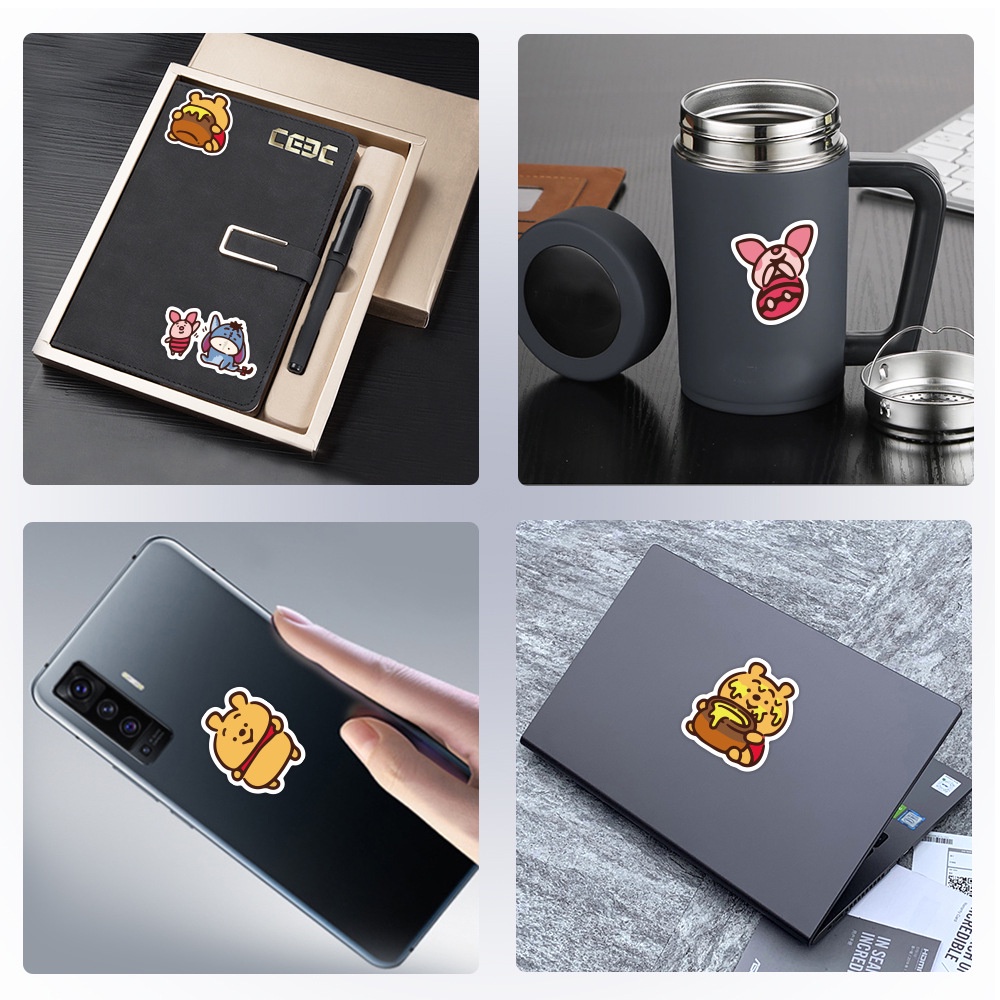 Winnie the Pooh stiker kartun animasi cangkir air Jurnal bahan Telepon lucu kasus tangan Buku stiker