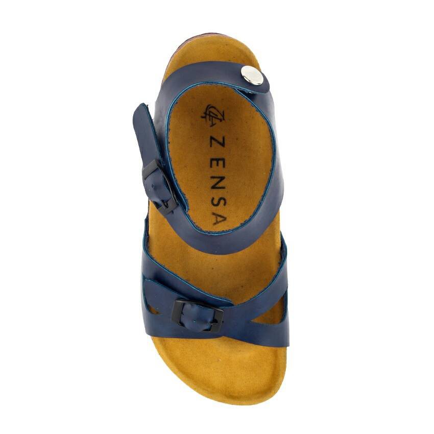 Mya Navy | Sendal Jepit Tali Kulit Simpel Kayu Wanita Women Sandal Footwear | FORIND x Zensa