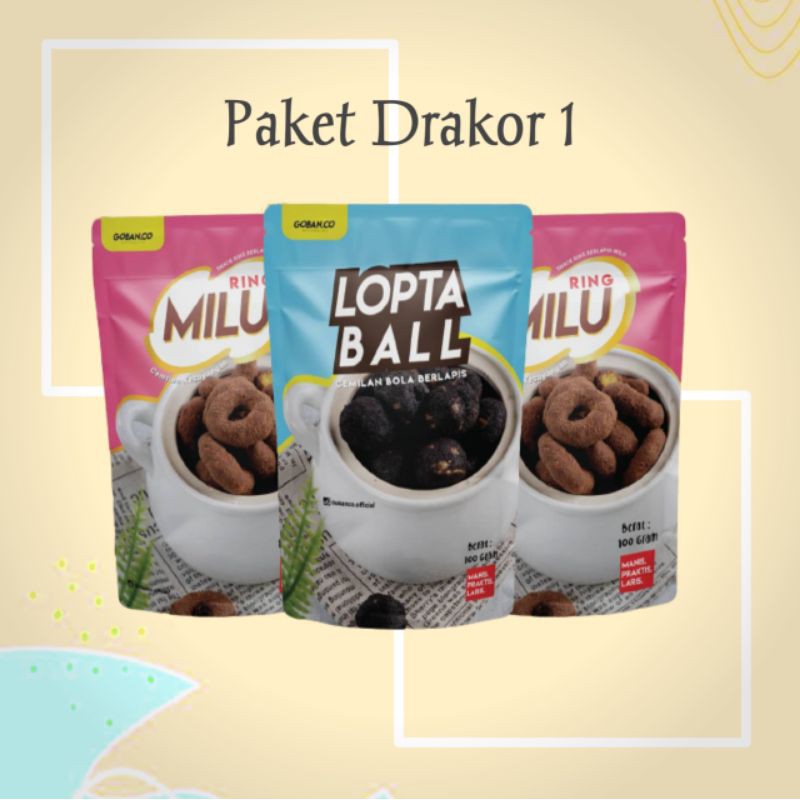 

Snack Paket Drakor 1 ( 2pcs Milu Ring + 1pcs Lopta Ball )