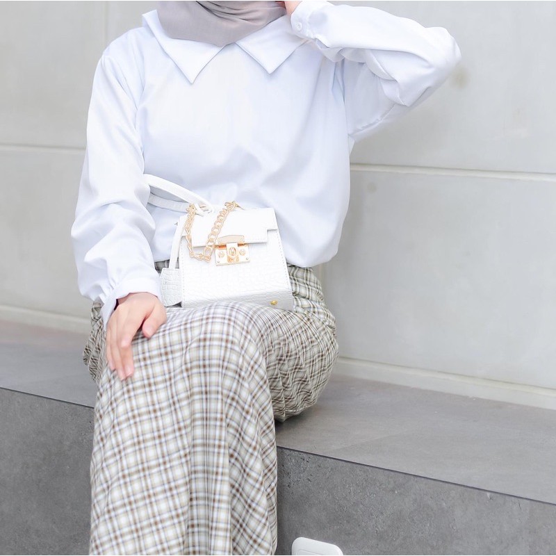 Rereyshop Inner Blouse Putih Bahan Toyobo Tebal Adem Atasan Wanita Terlaris