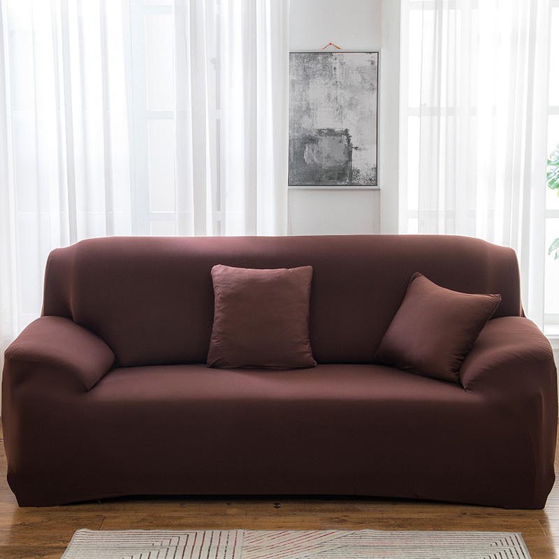 Coklat Tua Cover Sofa Sarung Sofa 1/2/3/4 Seater Sofa Cover Elastic Sarung bantal sofa Cushion Protector Covers