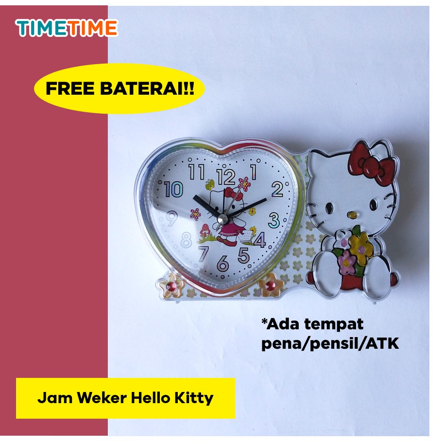 Jam Meja Beker Hello Kitty Micky Mouse Bug Bunny Free Baterai Tempat Pensil