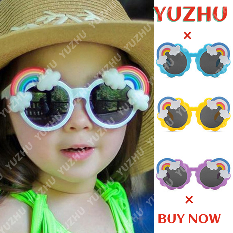 【YUZHU】COD New Fashion Korean Style Round Frame Rainbow Sunglasses untuk Anak-anak