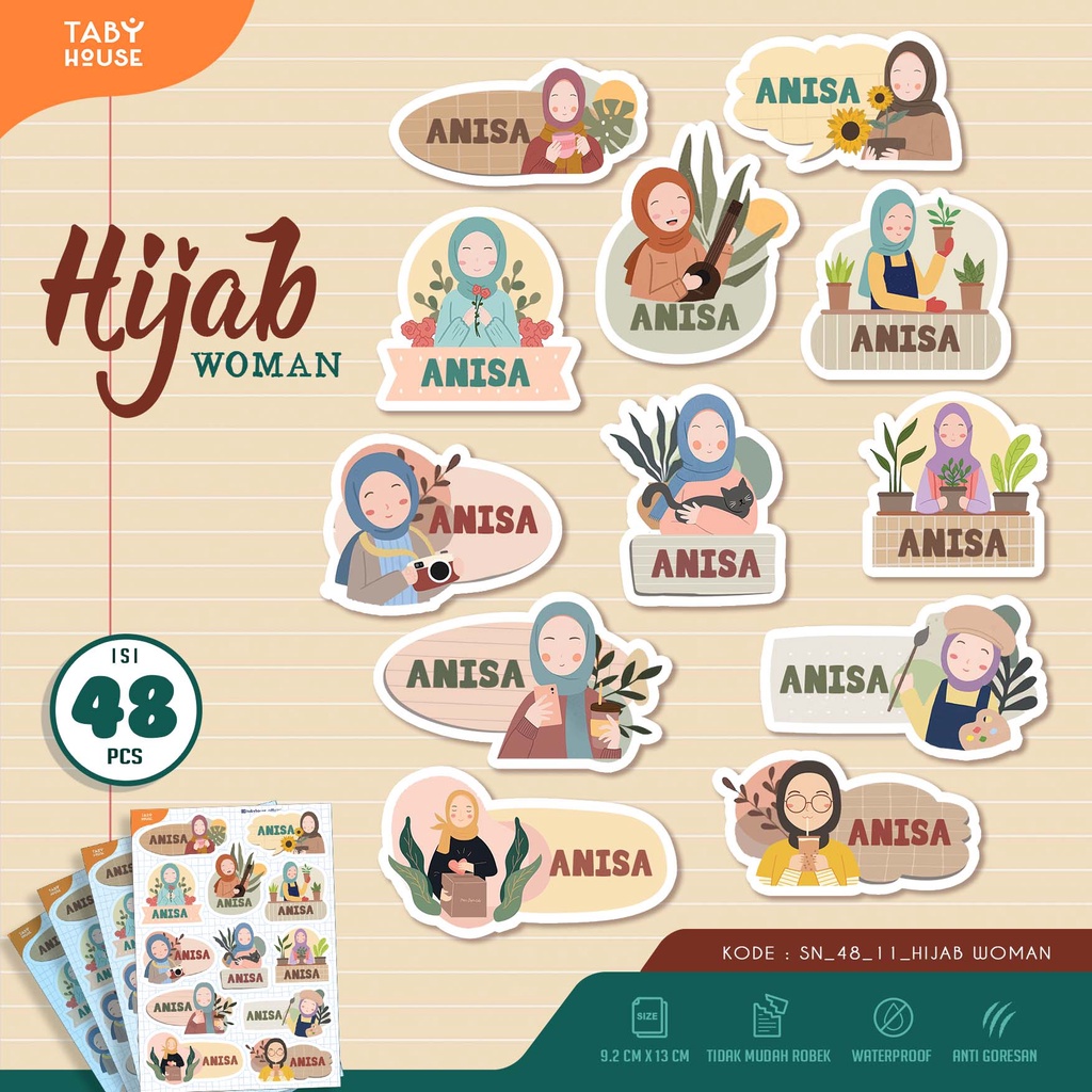 

Sticker nama HIJAB WOMAN isi 48