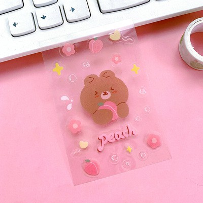 [MEOWMI] Sticker Aesthetic Bujo Bear Bunny STK0021-bear peach