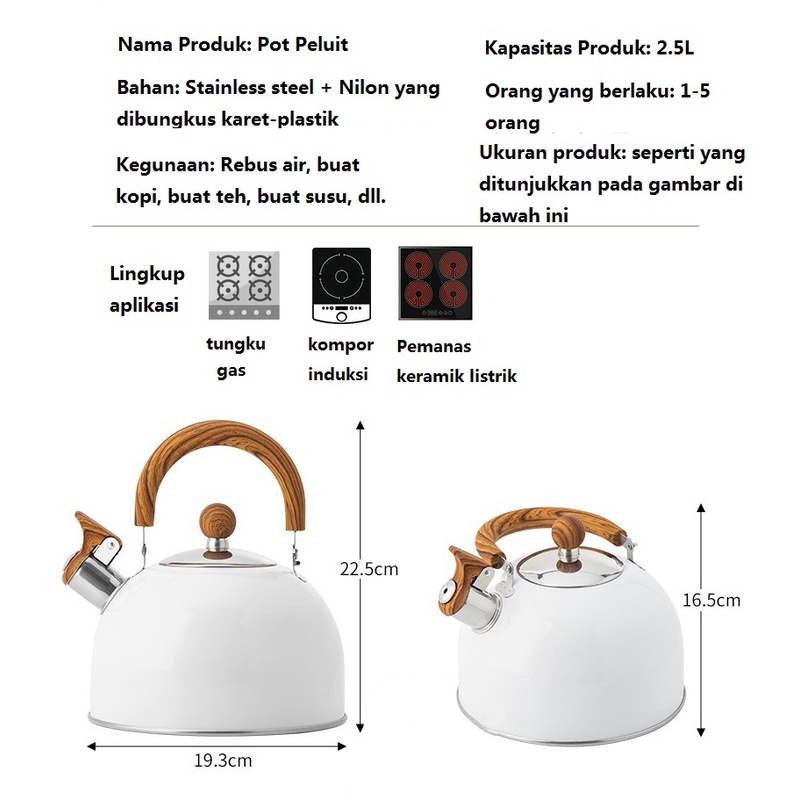 Bersiul Teh Ketel Stainless Steel Krem/Hijau/Puith Matte Kompor Enamel Food Grade Teko dengan Pegangan Tahan Panas untuk Kompor Induksi Gas