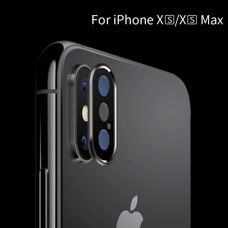 Pelindung Lensa Kamera Belakang Bahan Metal + Tempered Glass Untuk Iphone X Xs Max Xr