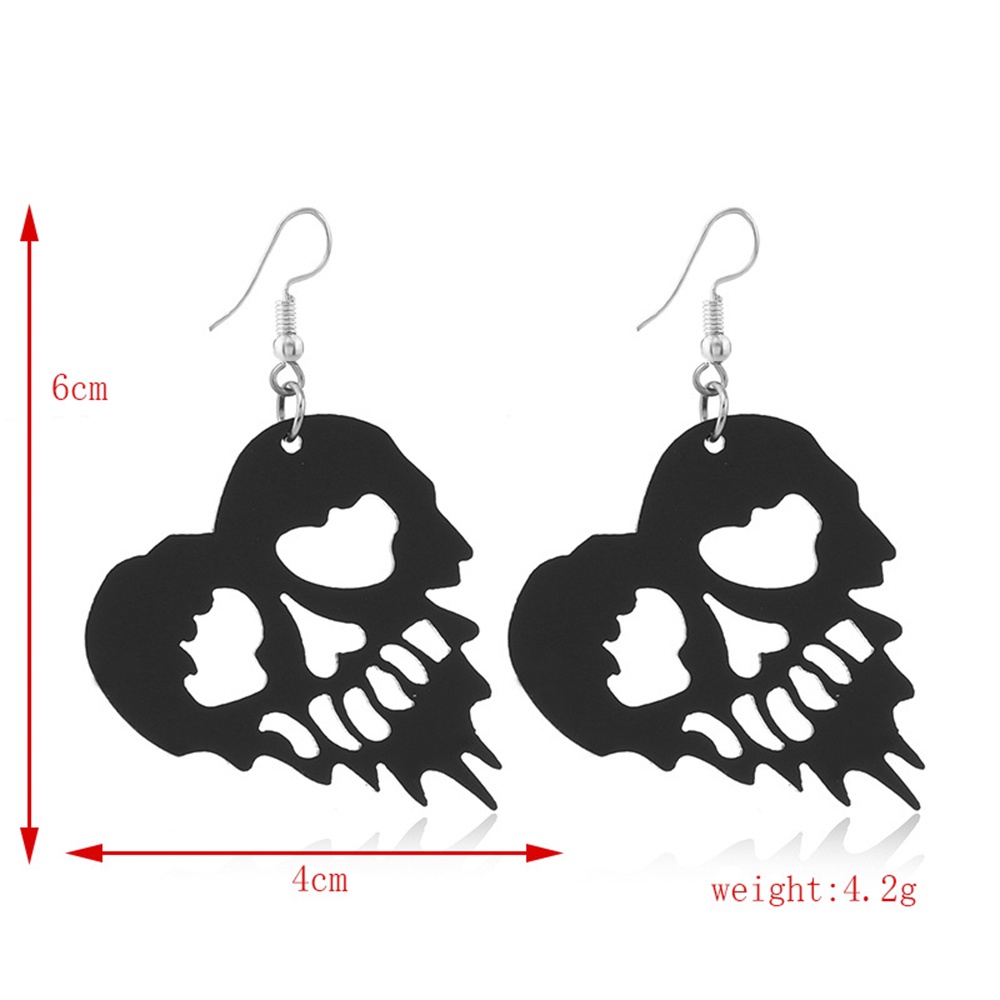 【COD Tangding】Anting Desain Tengkorak Laba-Laba Bahan Akrilik Warna Hitam Gaya Eropa Amerika Untuk Halloween