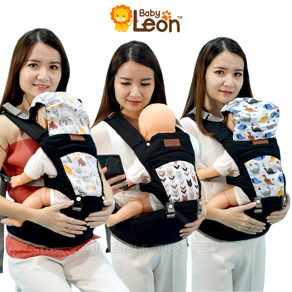 Gendongan Hipseat Bayi 5in1 Way BABY LEON + Penutup Kepala BY-6080 Gendongan Bayi Depan Duduk Gendongan Bayi Samping Gendongan Multifungsi Gendongan Bayi Instan Anti Pegal Baby Carrier BY-6088 GBS-100 BY-475