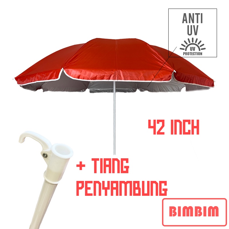 Payung Pantai 42 Inch WARNA Payung Tenda Cafe Bazaar 200 cm Anti UV Lapis Dalam Silver