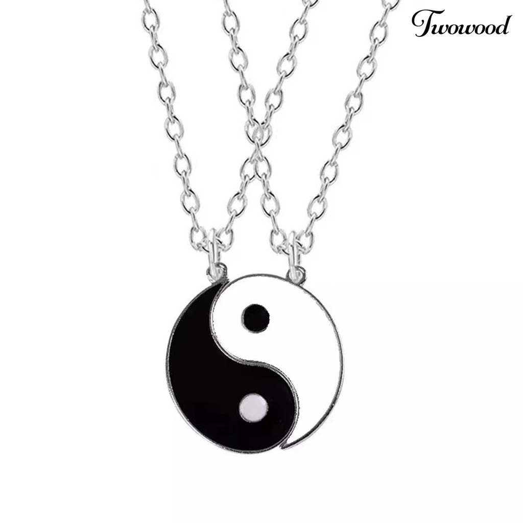 Kalung Liontin Tai Chi Bahan Alloy Tahan Karat Isi 1 Pasang Untuk Unisex