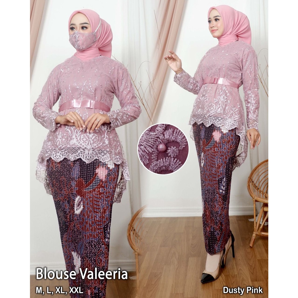 Setelan Kebaya Blouse Valeria / Kebaya Modern Wisuda / Set Baju Brukat Pesta / Bridesmaid / Kebaya Remaja Kekinian