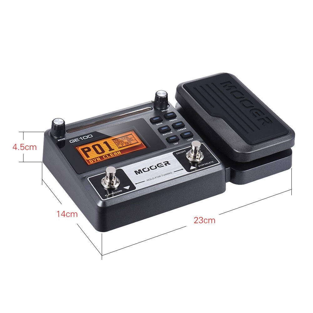 MOOER Guitar Multi Effect Pedal Loop Recording with LCD Display - GE100 - Black