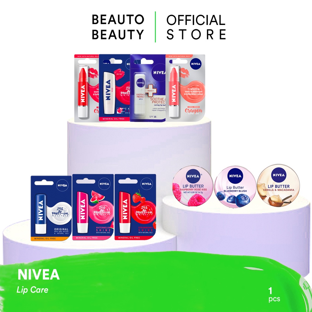 NIVEA Lip Care / Jerman Deodorant Roll On Cleansing Micellar Water Face Body Lotion Facial Essence S