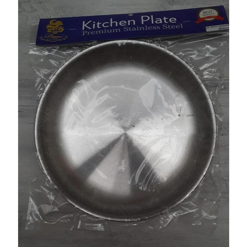 BIMA KITCHEN PLATE STAINLESS STEEL 18 CM BP0113318NP PIRING MAKAN BAHAN STAINLESS