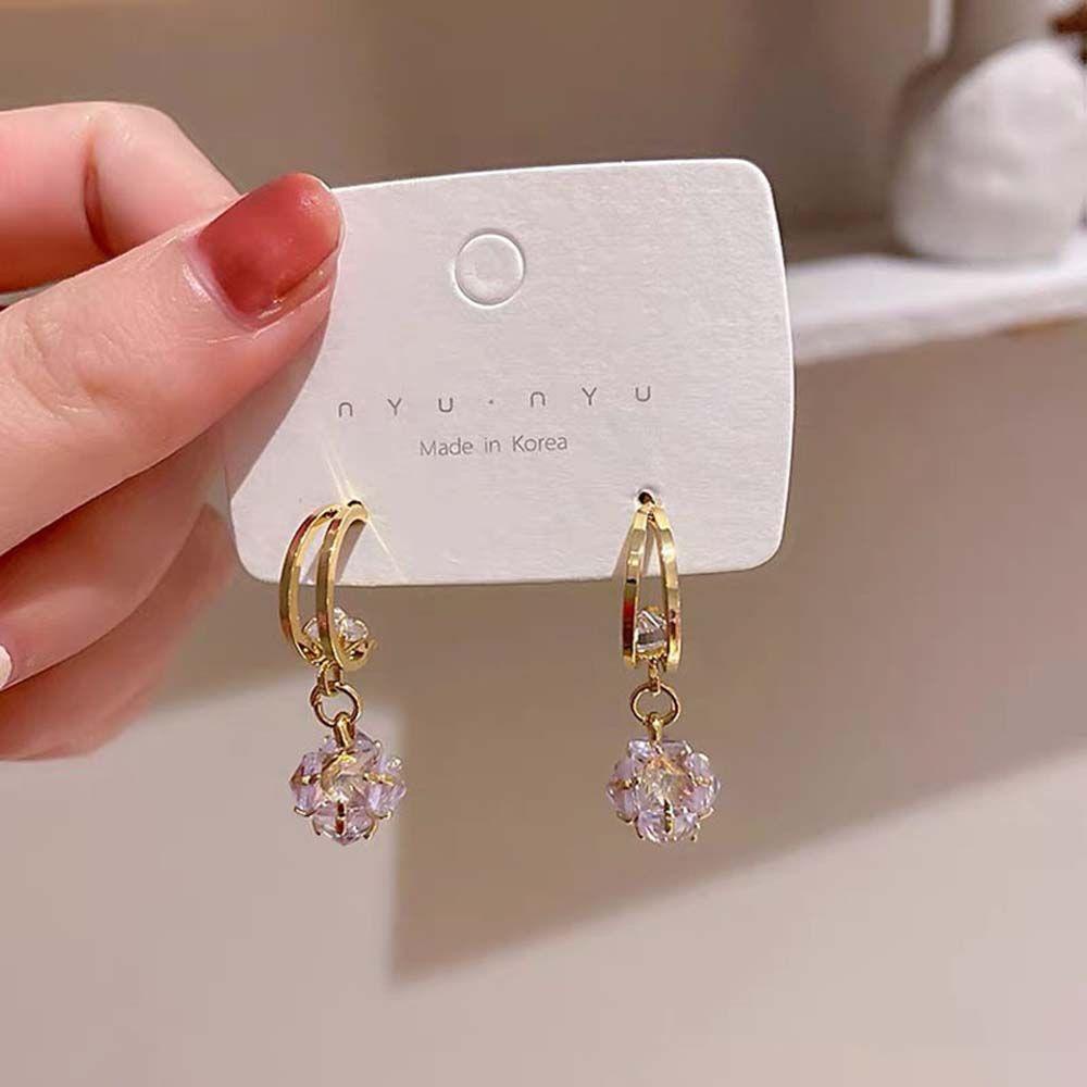 Mxbeauty Zirkon Anting925 Perak Jarum Halus Mengkilap Earhook Perhiasan Fashion Berlian Berlian Berlian Imitasi Zirkon Liontin Zirkon Bola Wanita Anting