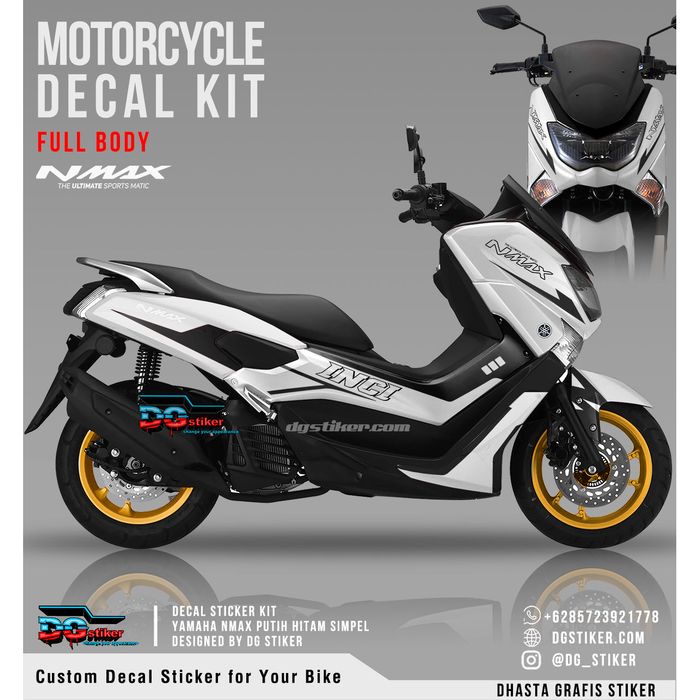 Decal Striping Nmax Putih Hitam Simpel DG Stiker