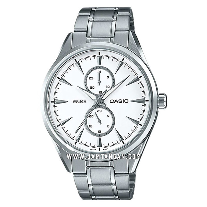 Casio MTP-SW340D-7AVDF Men Analog White Dial Stainless Steel Strap