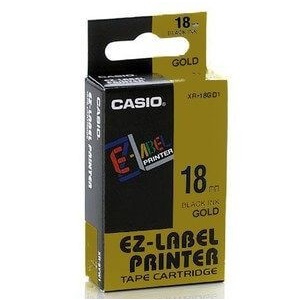 

Casio XR-18GD1 Tape Cassette, 18mm X 8mm, Black on Gold