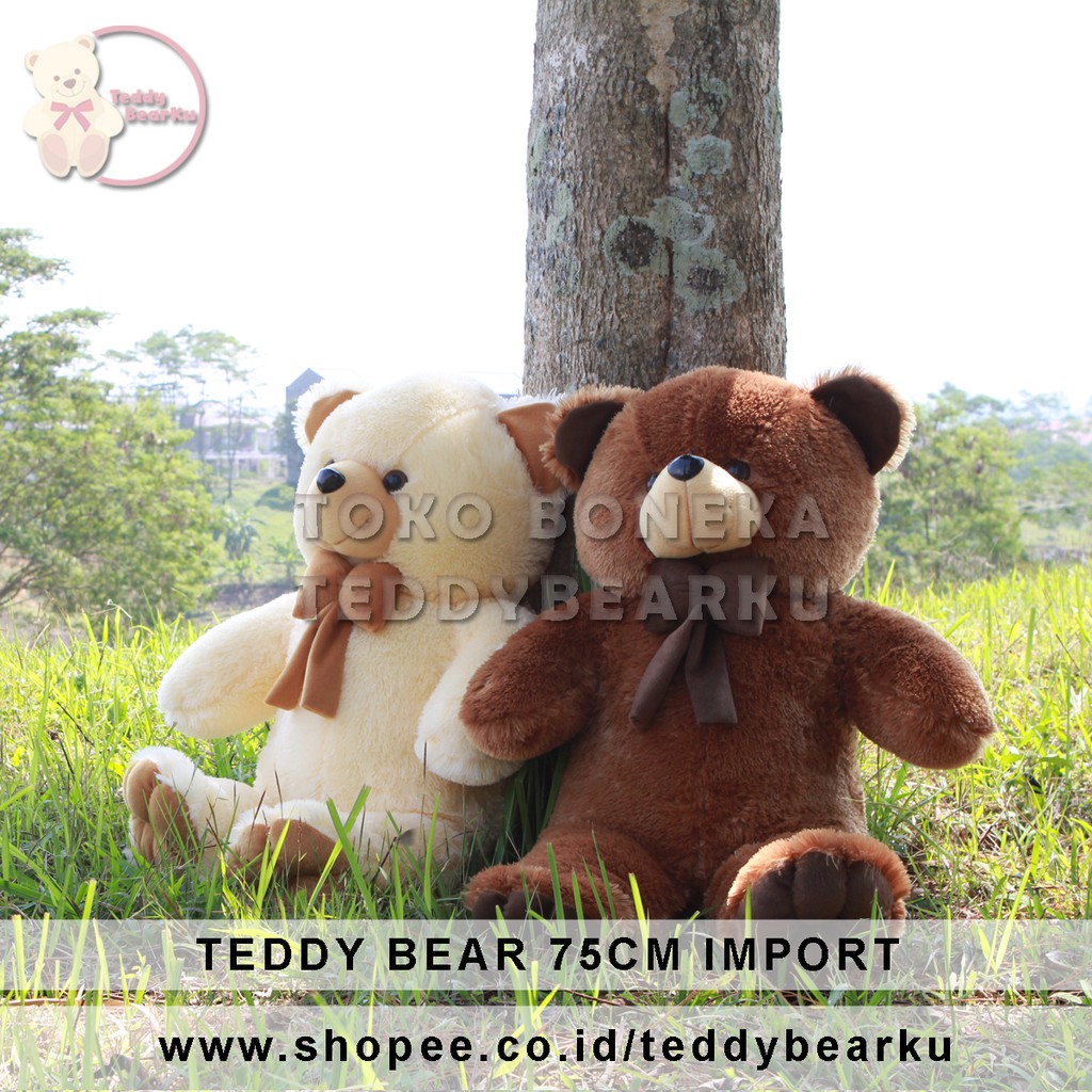 Boneka Teddy Bear XL 75CM Model Teddy Bear Import (Cream, Coklat)