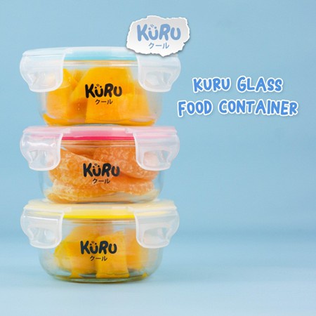 Kuru Baby Glass Food Container | Wadah Kaca Tempat Makan MPASI GC2001