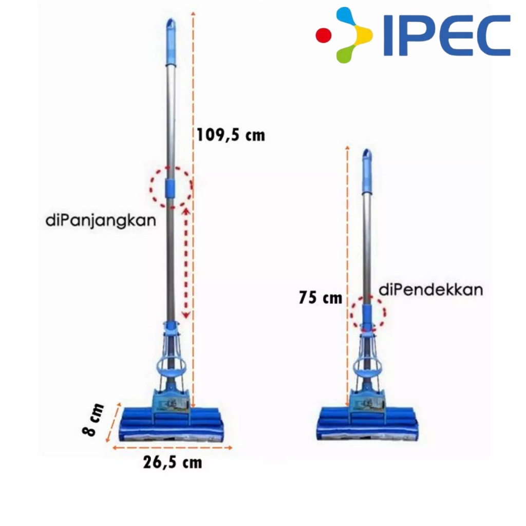 Alat Pel Praktis Serbaguna Alat Pembersih Lantai Fleksibel bisa diapanjang dan pendekkan 103/143