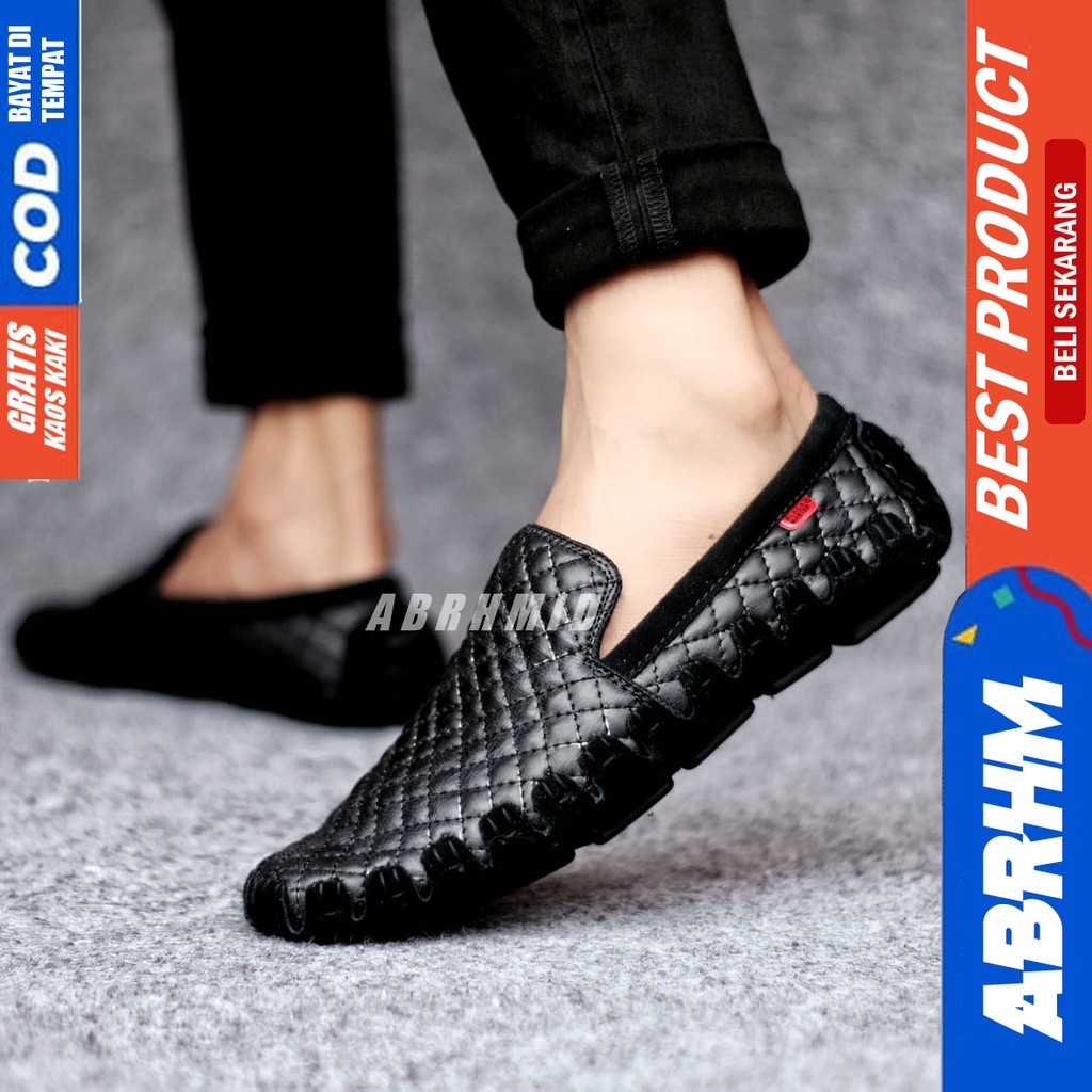 ABRHM x JIRAGA Sepatu Casual Slip On Slop Anti Slip Santai Pria Original Kulit Asli