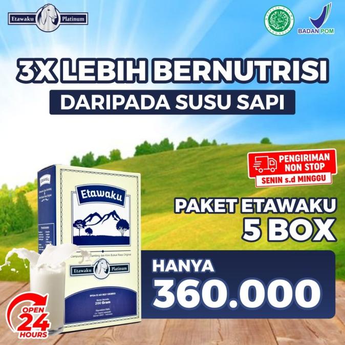 

[COD] Paket Etawaku Platinum 5 Box Lebih Bernutrisi dari Susu Sapi [COD]
