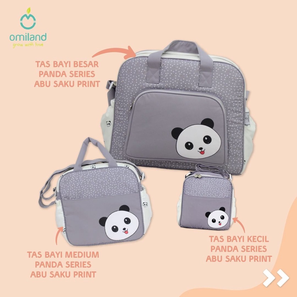 Omiland Tas Perlengkapan Bayi Diapers Bag Popok Besar Medium Kecil Saku Print Alpaca Panda Sloth Series