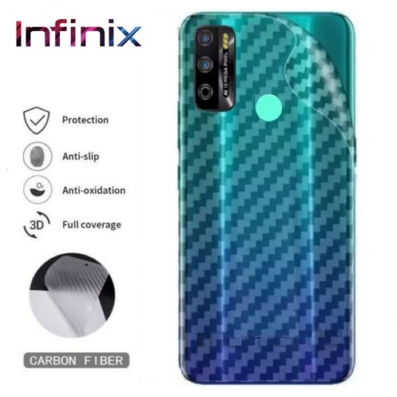 Skin Carbon Infinix Smart 4 / Smart 5 / Smart 6 / Smart 6 NFC  Garskin Carbon Premium Quality  Pelindung Body Back Handphone