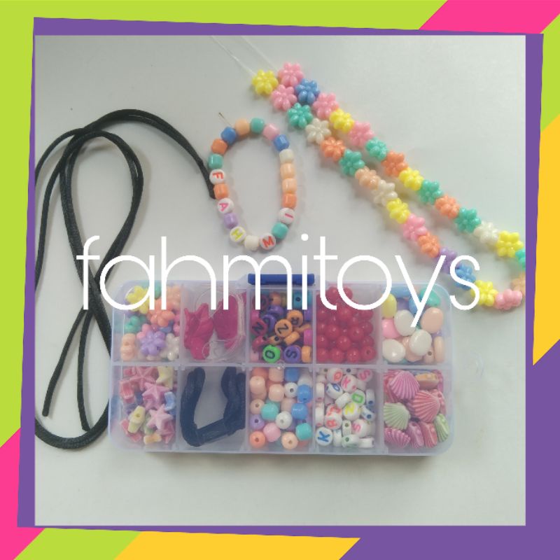 MAINAN EDUKASI ANAK MERONCE MANIK MANIK KERAJINAN KALUNG GELANG PAYET BAJU