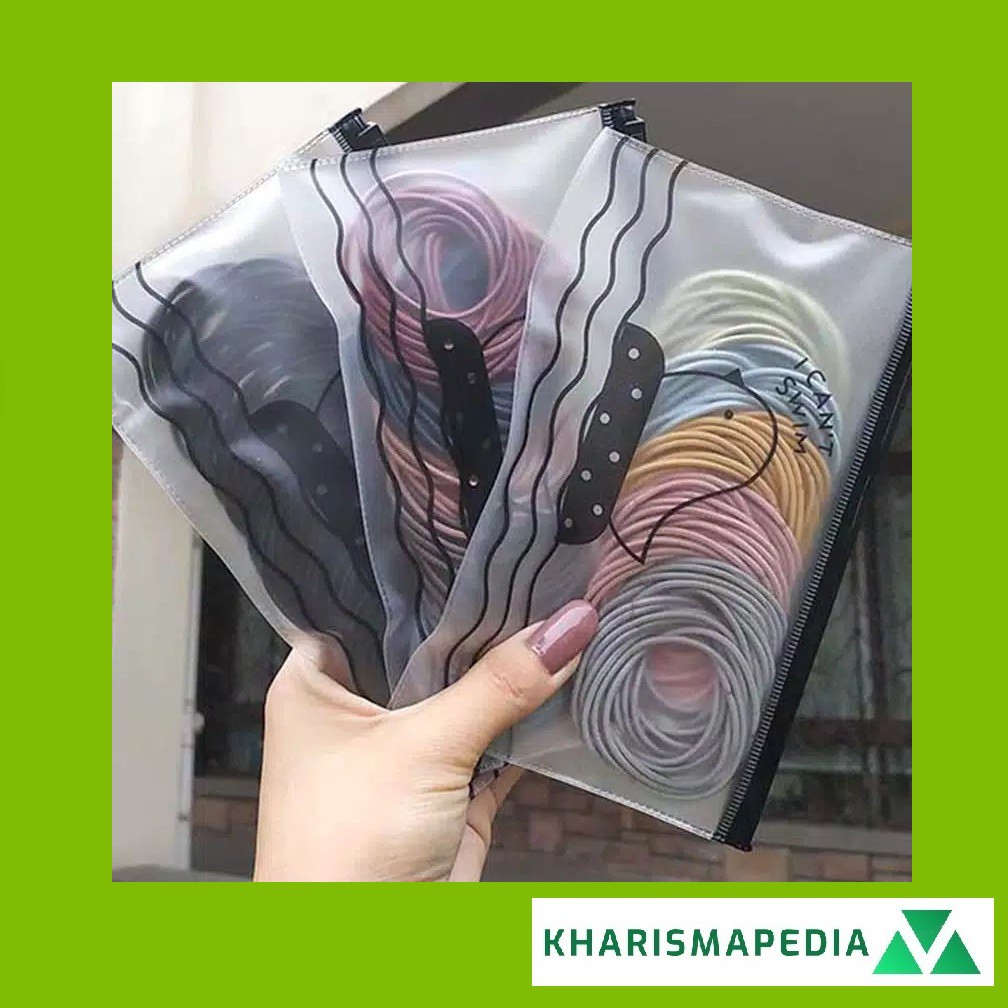 100 Pcs Ikat Rambut Karet  Polos Elastis Gaya Korea  untuk 