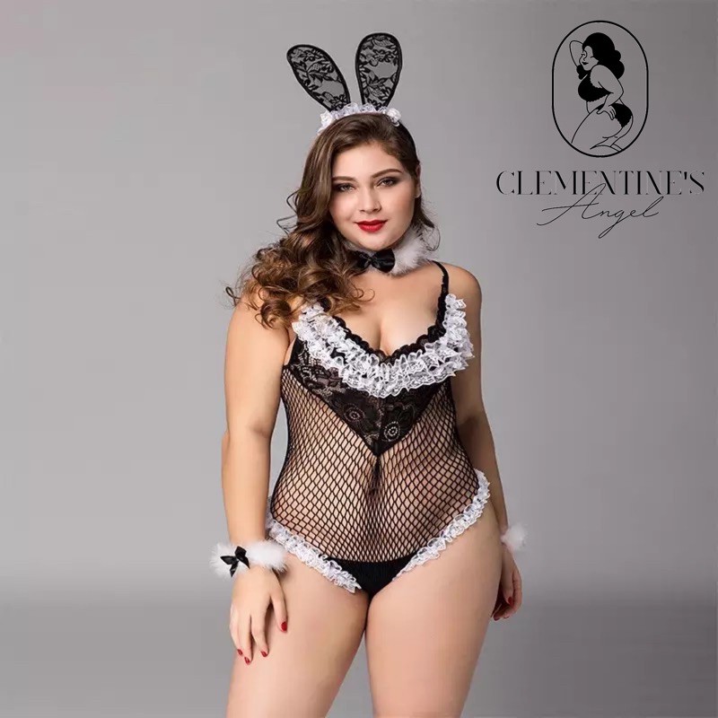 Lingerie Cosplay jumbo wanita plus size baju tidur big size import sexy bunny playboy