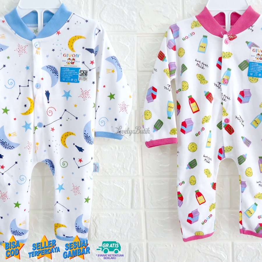 Jumper Kaos Bayi New Born Baju Baby Cewek Cowok Lengan Panjang Kancing 0 sampai 3 Bulan Bahan Katun Halus Premium - Lovelybutik