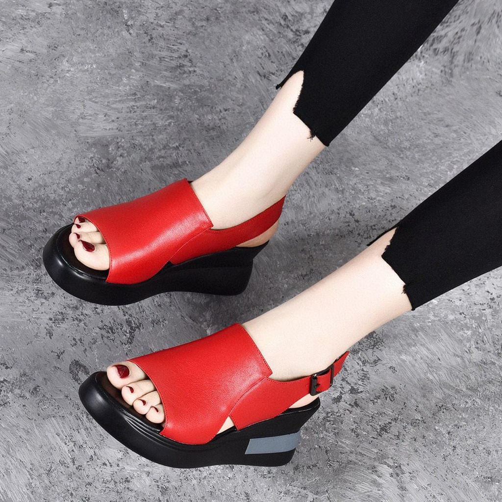 Sandal Wedges Wanita Slop Selop Sendal Cewek Platform korea kekinian terlaris