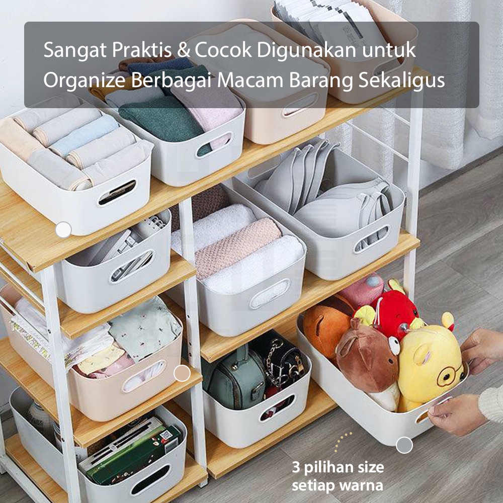 HUGO Keranjang Plastik Serbaguna Tempat Penyimpanan Multifungsi Kotak Penyimpanan Makanan Kosmetik Barang Storage Box Organizer