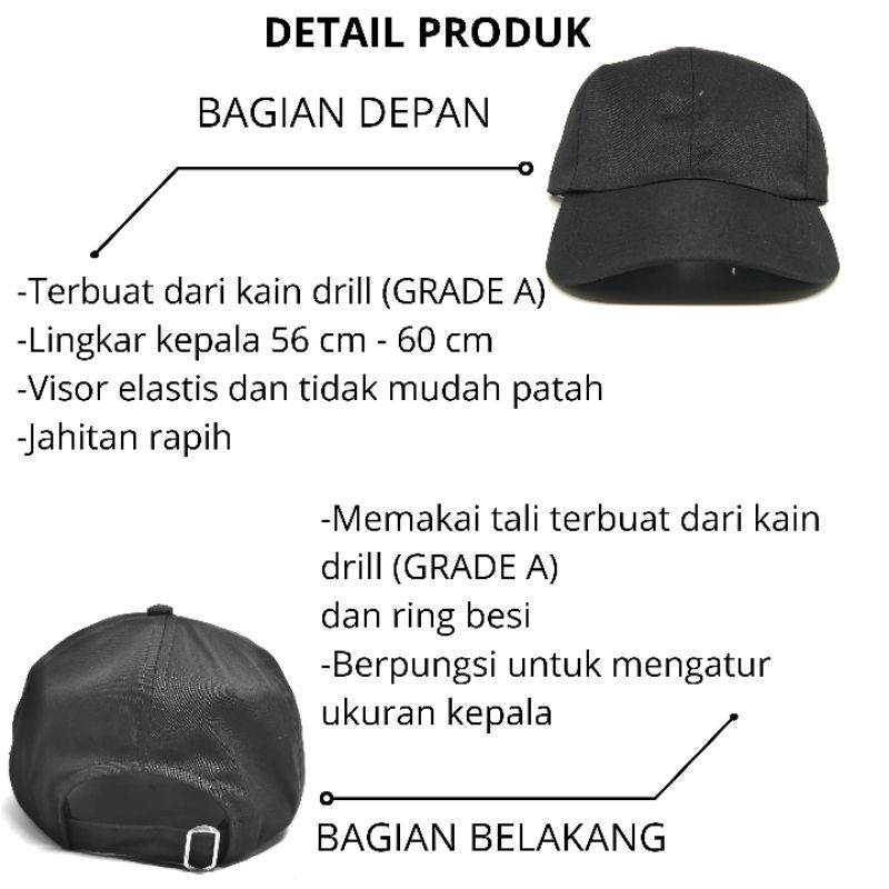 TERMURAH TOPI POLOS BASEBALL DEWASA RING BESI DISTRO