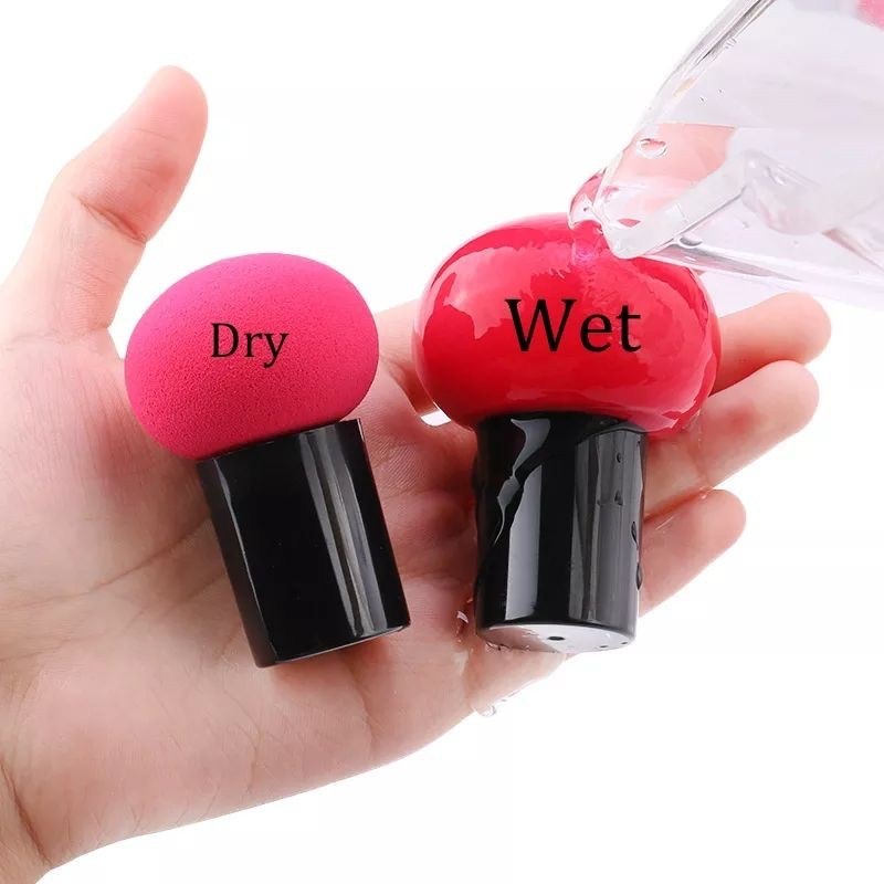 AZAHRA Spons Make Up Jamur Beauty Blender Bulat Gagang Makeup Tools Mushroom Blend Sponge Handle Murah Import