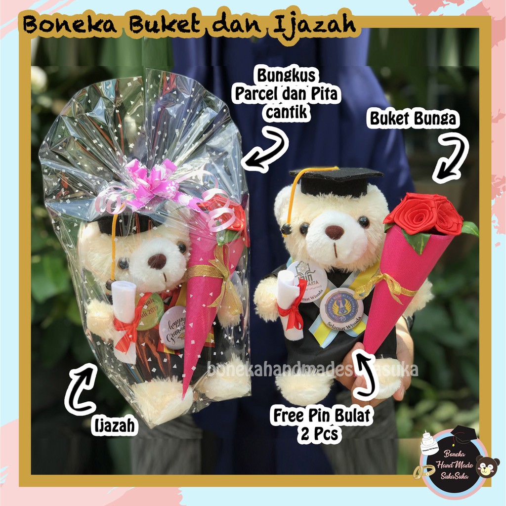 Kado Wisuda Boneka Wisuda Teddy Bear Beruang Hadiah Hampers Buket Bunga Bonekahandmadesukasuka