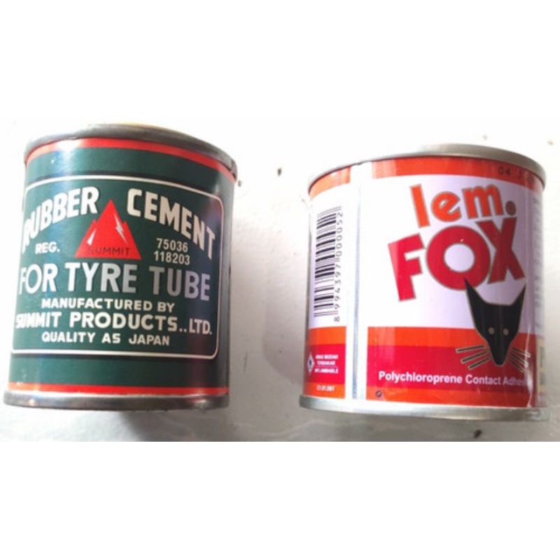 

lem kkk rubber cerment/lem fox biru/lem fox merah/lem serba guna/lem tambal ban