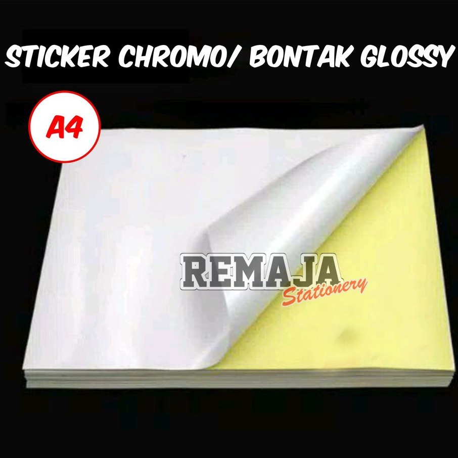 

Kertas Sticker / stiker Bontak / chromo glossy ukuran A4 per pack