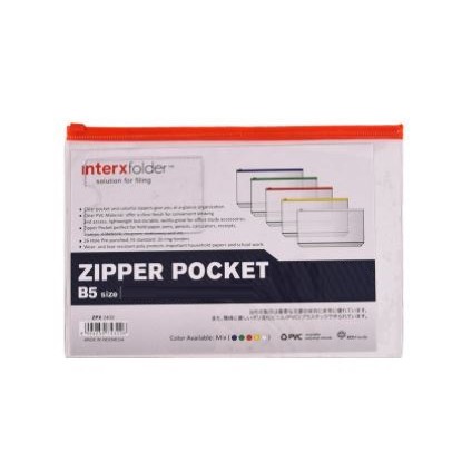 

Flashee Kantong Zipper Binder A5 B5 InterX Zipper Pocket Transparan Isi Binder