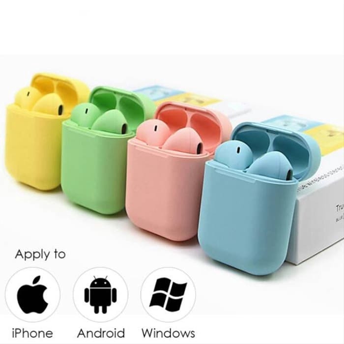 HANDSFREE HEADSET i12 MACARON TWS - WIRELESS HEADSEET BLUETOOTH SPORT 5.0 -EARPHONE - MACARON