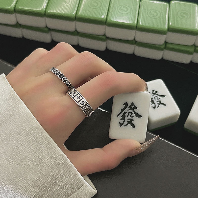 Qian Duoduo Cincin Mahjong Gaya Retro Untuk Aksesoris