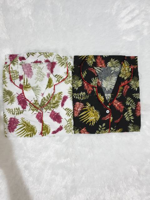 Baju Tidur Piyama Wanita/Cewek Pajamas Dewasa Katun Motif Daun Luina Hp